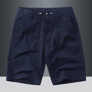 Men Casual Chino Shorts Cotton Twill Solid Color Regular Fit Summer Breathable Five-Point Half Pants For Daily Beach Outdoor