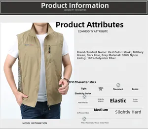 Vue détaillée du gilet d'extérieur respirant en nylon avec mesh et poches multiples