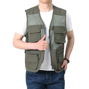 Gilet Outdoor Multitasca da Uomo in Maglia Traspirante Gilet da Pesca e Fotografia in Nylon Leggero Top Senza Maniche Casual