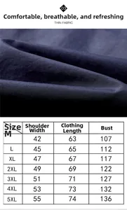 Detailed size chart for multi-pocket outdoor fishing vest with M-5XL measurements