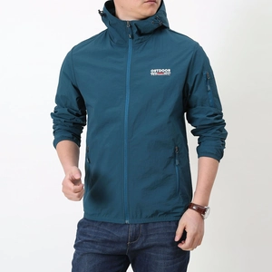 Veste de protection solaire légère sarcelle pour hommes avec impression professionnelle