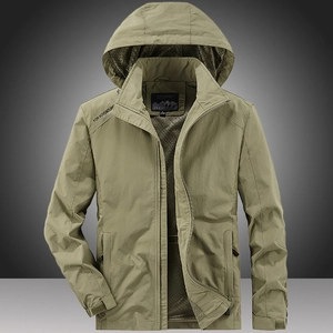 Veste de Sport de Plein Air pour Hommes à Capuche Coupe-Vent Séchage Rapide Légère Décontractée Coupe-Vent Printemps Automne Grande Taille