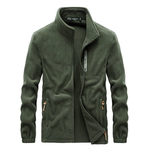 Veste polaire d'extérieur pour homme vert armée avec col coupe-vent et fermeture éclair