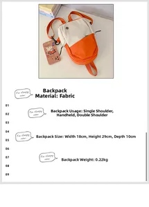 Detail view of mini contrast backpack size 18x29x10cm showing lightweight nylon fabric
