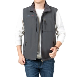 Men Double Sided Polar Fleece Vest Thickened Nylon Warm Sleeveless Jacket Outdoor Windproof Stand Collar Padded Vest