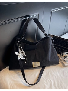 Large Capacity Canvas Tote Bag Women Summer Versatile Crossbody Bag Casual Shoulder Bag With Star Pendant Swagger Label