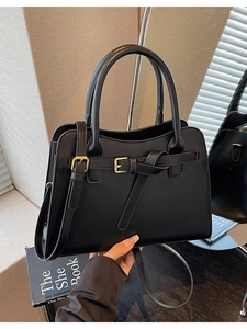Elegant Women PU Leather Handbag Large Capacity Crossbody Bag With Stitching Belt Buckle Decoration For Wedding Daily Use