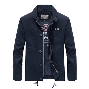 Navy lamb wool padded jacket for men with vintage collar and durable twill fabric