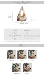 Tableau détaillé des tailles et options de couleurs pour le sac fourre-tout à fleurs