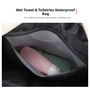 Waterproof wet compartment for travel bag with separate space for damp items
