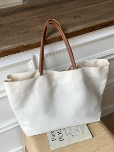 Large Capacity Canvas Tote Bag For Women Minimalist Solid Color Shoulder Bag With Magnetic Buckle Casual Travel Shopping Handbag