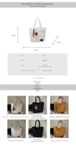 Size chart showing 30x31cm dimensions and material details for canvas tote bag