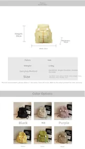 Guide détaillé des dimensions et options de couleurs pour le sac à dos léger décontracté
