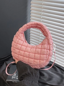 Niche Quilted Puffer Cloud Bag For Women Lightweight Nylon Shoulder Crossbody Handbag Half Moon Bubble Quilted Handbag