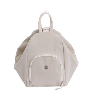 Versatile off-white large capacity backpack for women with metal M logo and top handle