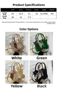 Tableau des tailles et sacs seaux colorés avec foulard en soie et serrure décorative