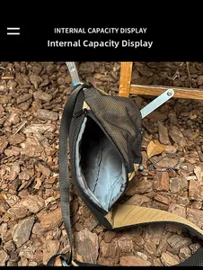 Internal capacity display of Oxford cloth chest bag with zipper and grey fabric lining