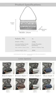 Detailed infographic showing snake-pattern handbag dimensions and color options