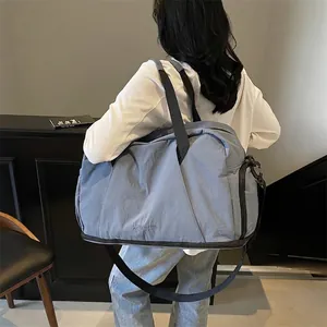 Large Capacity Nylon Travel Bag For Gym Fitness With Dry Wet Separation Shoe Compartment Weekend Duffel Bag For Men Women