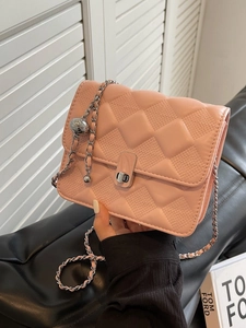 Borsa a Tracolla Trapuntata a Rombi da Donna Elegante Borsa Quadrata Piccola in Pelle PU Con Tracolla a Catena Decorazione a Sfera in Metallo