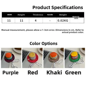 Mini hat-shaped earphone pouch in purple, red, khaki, and green fabric options