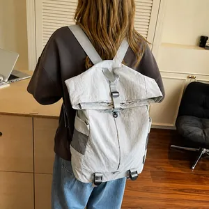 Unisex Grote Capaciteit Roll-Top Rugzak Duurzaam Nylon Messenger Bag Casual Outdoor Schooltas Voor Dames Heren Reizen
