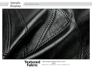Close-up of premium black lychee grain leather with neat stitching for women shoulder bag