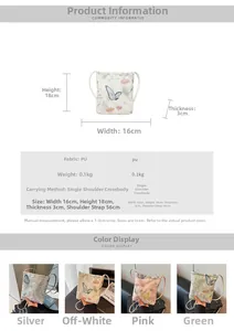 Detailed size specifications and material info for the embroidered PU leather crossbody bag