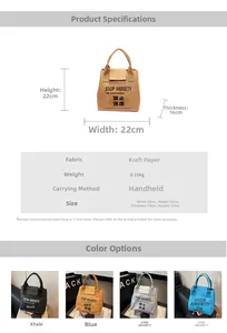 Waterproof Tyvek commuter bag detail showing dimensions 22x22x16cm and multiple colors