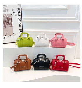 Mini Boston bags in six colors with pebble grain leather and adjustable straps