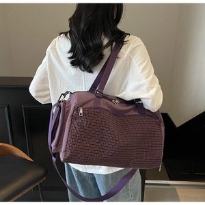 Lila Reisetasche mit großem Fassungsvermögen, Gittertasche und verstellbarem Schultergurt