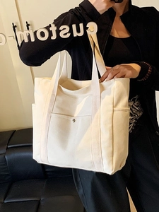 Minimalistische Damen Tragetasche Aus Segeltuch Große Kapazität Casual Pendeln Umhängetasche Mit Taschen Reißverschluss Tasche