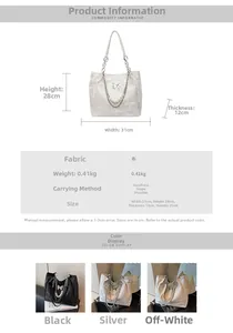 Vue détaillée du sac cabas tendance avec paillettes papillon et chaîne de perles
