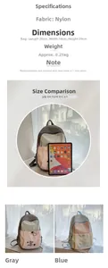 Detailed view of the 25x14x39cm nylon backpack dimensions with Stars for dreaming print