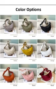 Detailed grid view showing nine vibrant colors of the minimalist nylon crescent cross-body bag