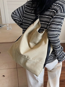 Damen Große Kapazität Leinwand Tote Tasche Lazy Stil Pendeln Schulter Umhängetasche Casual Minimalistische Einkaufstasche