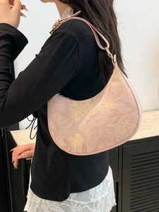 Pink floral hobo bag for women with adjustable shoulder strap for casual daily commuting