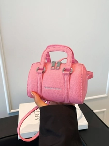 Mini Sac Oreiller Bandoulière pour Femmes en PU Motif Lychee Petit Sac à Main Boston avec Impression de Lettres Style Quotidien