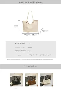 Vue détaillée montrant la texture en cuir PU tressé et les dimensions du sac fourre-tout