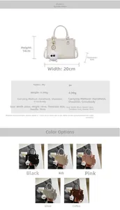 Guide des tailles détaillé et spécifications pour ce petit sac à main minimaliste en PU avec dimensions