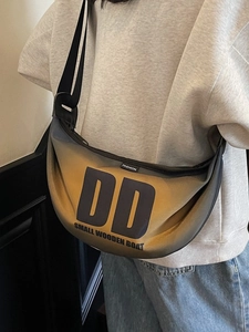 Trendy Women Gradient Nylon Shoulder Bag DD Small Wooden Boat Letter Print Crossbody Dumpling Chest Bag Casual Fashion
