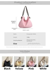Guide détaillé des tailles pour le sac fourre-tout en tissu composite avec couleurs
