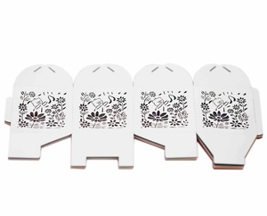 Laser cut hollow white bear candy boxes with floral patterns for children party favors