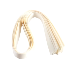 Elegant cream white polyester ribbon roll with smooth glossy finish for gift wrapping