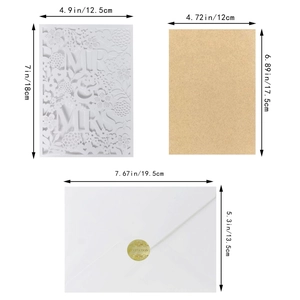 Elegant laser cut Mr & Mrs wedding invitation set with brown kraft insert and envelope