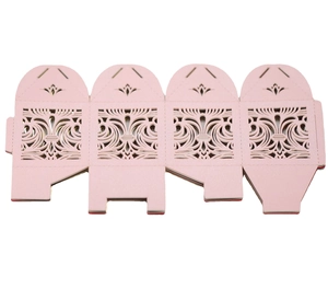Pink laser-cut crown paper candy box with intricate European hollow floral patterns