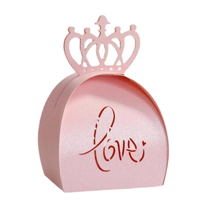 Elegant Crown Laser Cut Candy Box Pearlescent Paper Love Hollow Gift Box For Wedding Party Banquet Celebration Favors