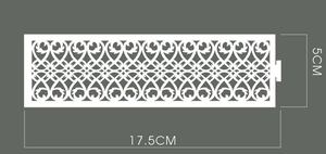 Macro detail of white hollow butterfly napkin ring pattern with 17.5x5cm dimensions