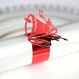 Portatovaglioli a Forma di Campana di Natale Intagliati al Laser in Carta Riflettente per Decorazione Tavola Matrimonio Banchetto Festa