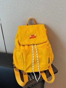 Trendy Large Capacity Casual Nylon Backpack For Women Letter Embroidery Drawstring Schoolbag For Students Travel Daypack